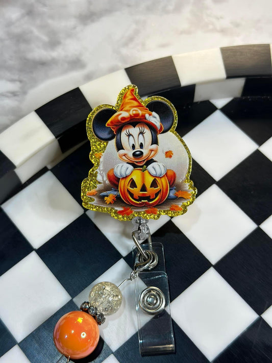 Pumpkin Minnie Badge Reel