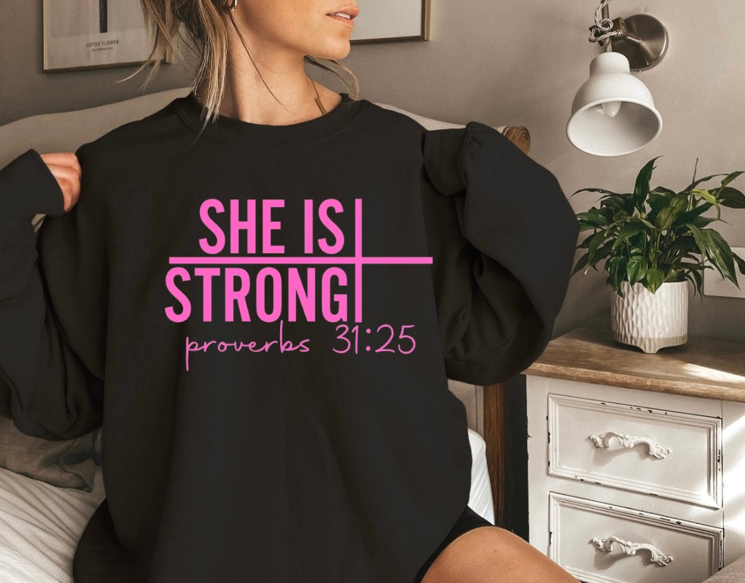 She is strong Gildan Crewneck