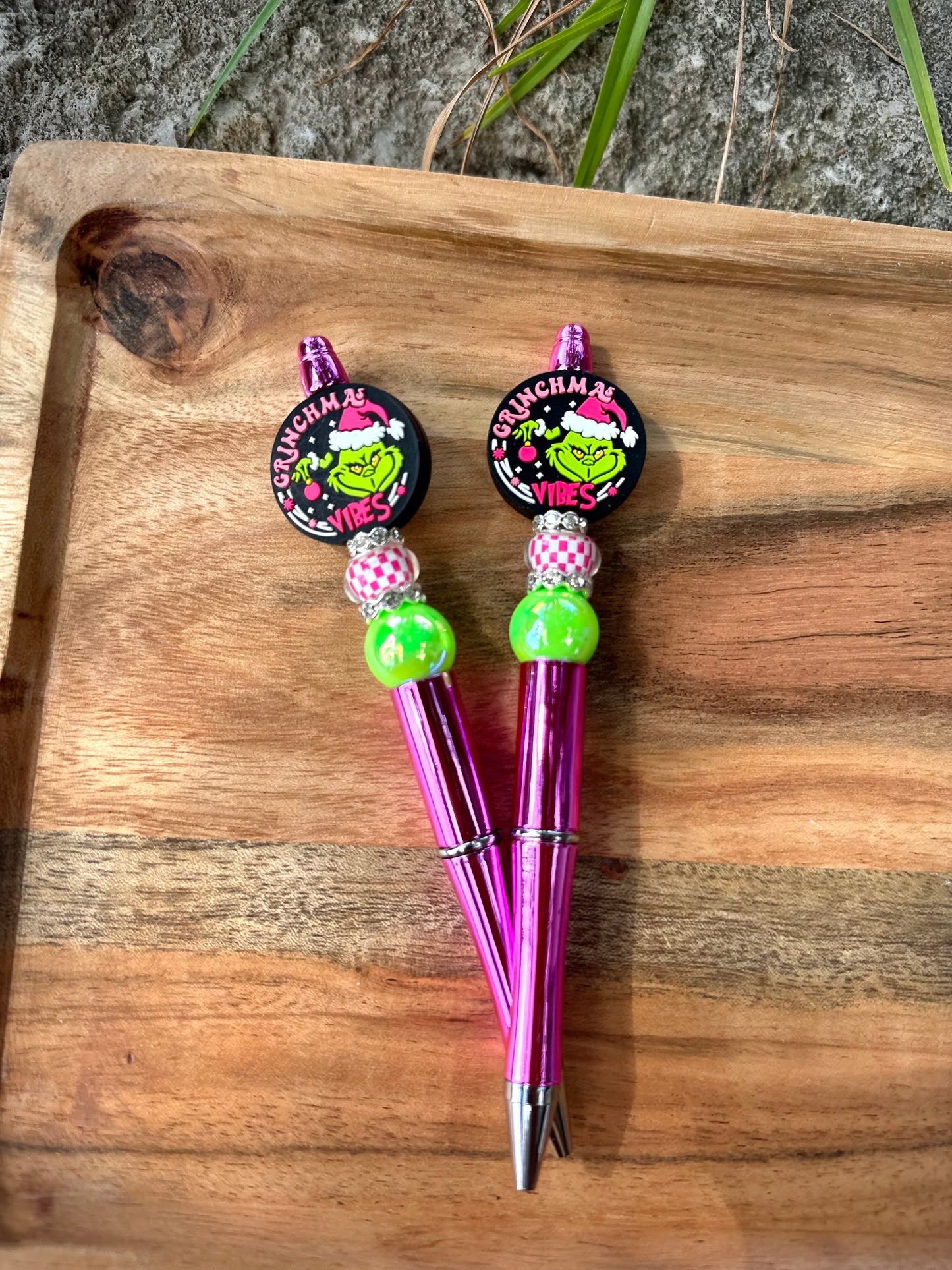 Pink Checkered Grinchmas Ink Refillable pen