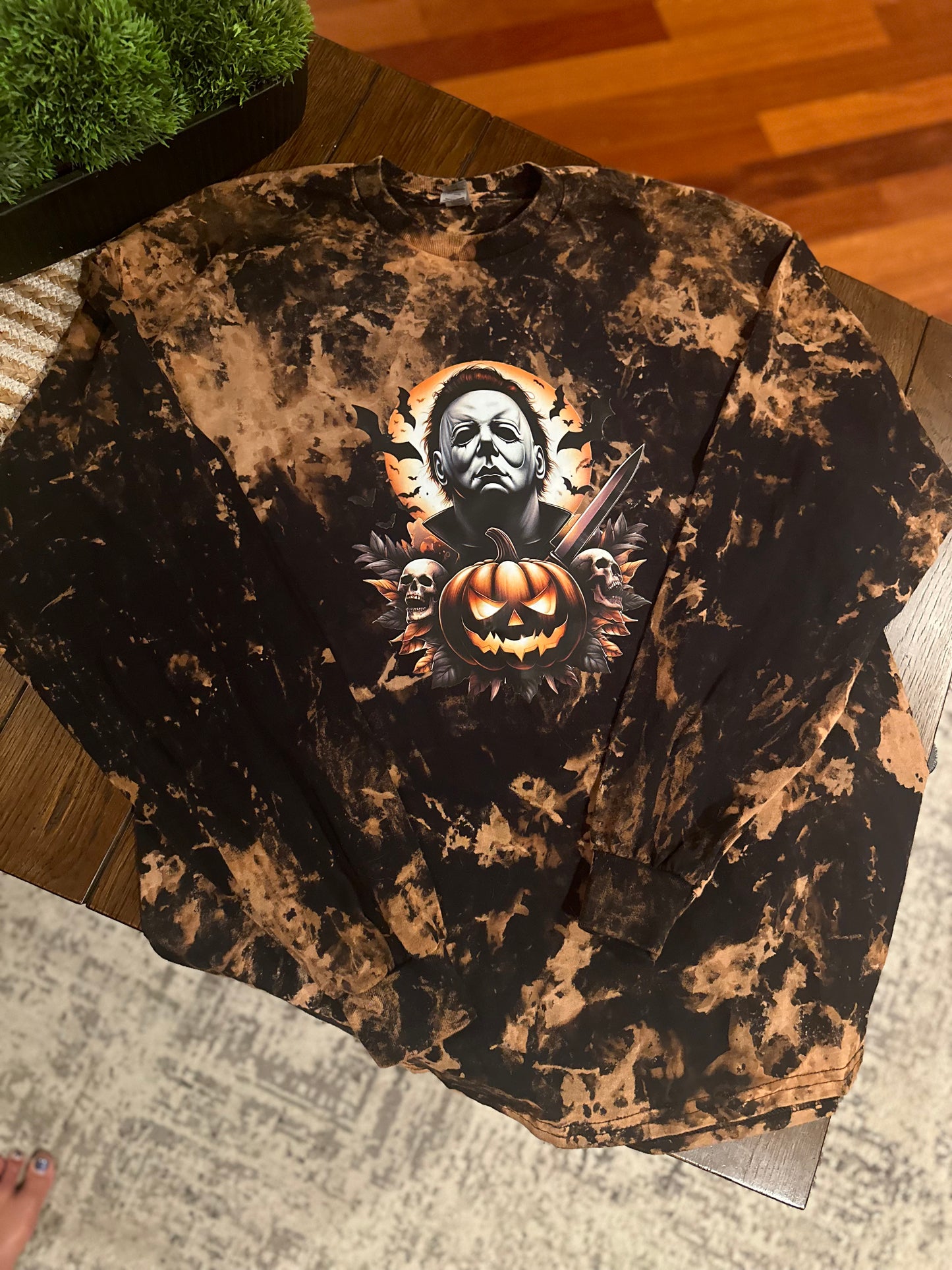 Michael Meyers Bleached Gildan Long Sleeve