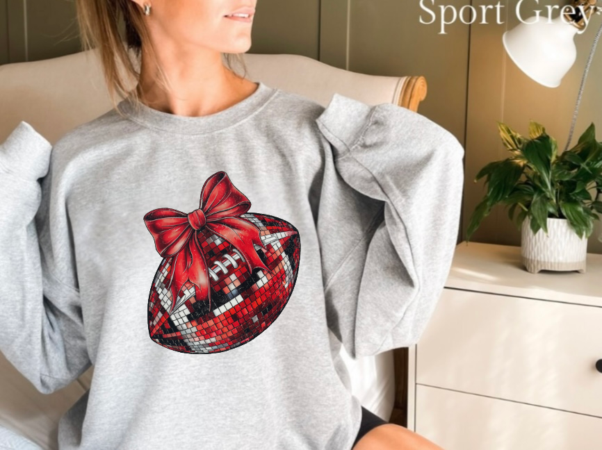 Football Red Bow Gildan Crewneck