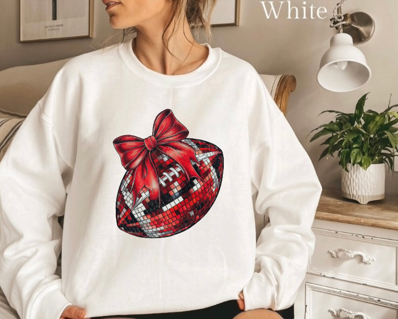 Football Red Bow Gildan Crewneck