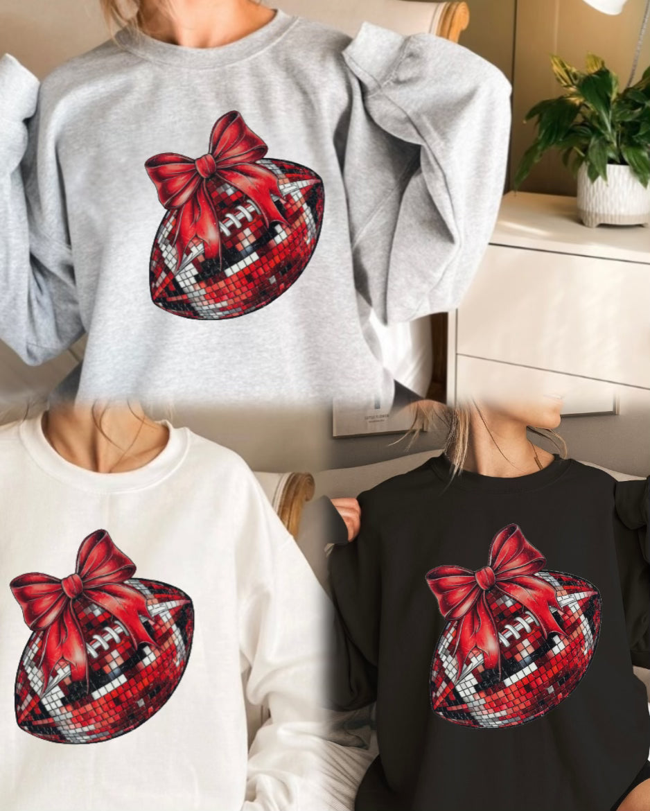 Football Red Bow Gildan Crewneck