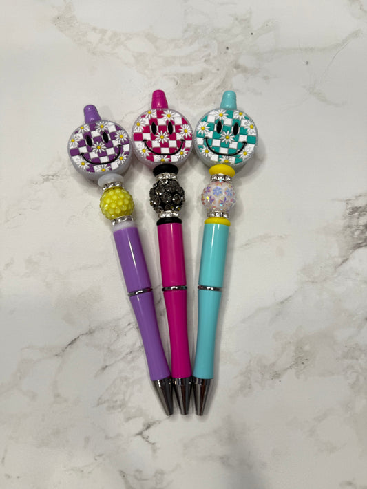 Set of 3 smiley ink refillable pens